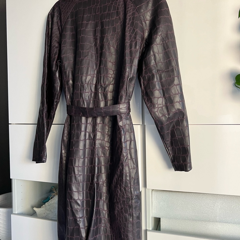 Y2K Croc-Embossed Long Coat